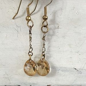 Swarovski elements Lt gold crystal faceted drop earrings